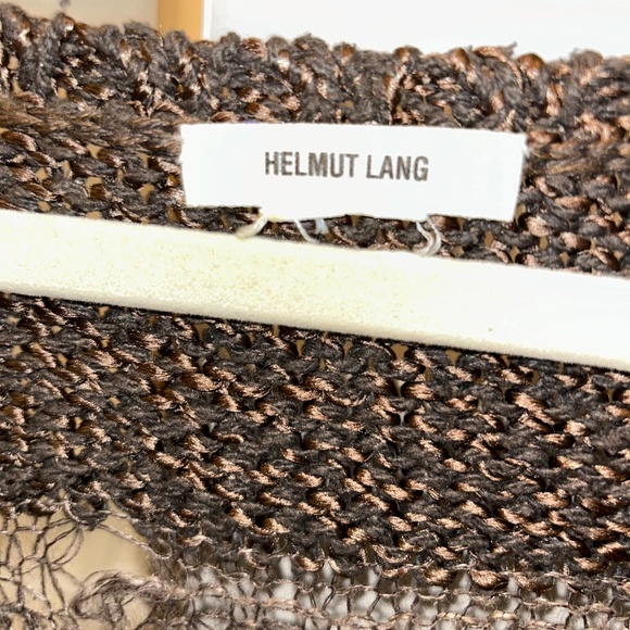 helmut lang fabulous mixed media neutral browns crochet scoop neck sweater M - Picture 2 of 4